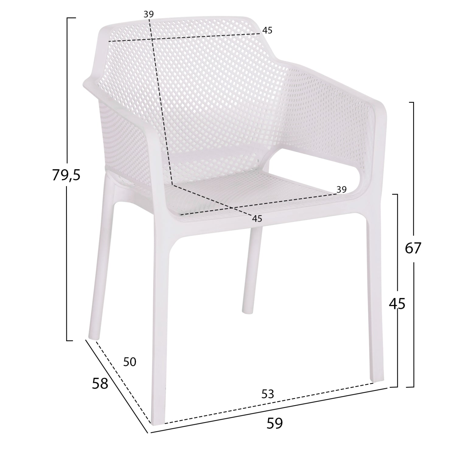 ARMCHAIR POLYPROPYLENE JOHN HM6103.01 WHITE 59x58x79.5Hcm.