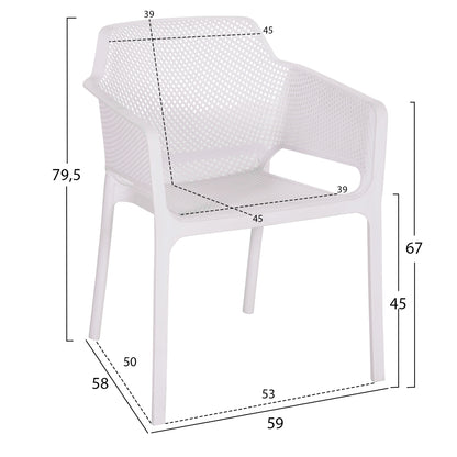 ARMCHAIR POLYPROPYLENE JOHN HM6103.01 WHITE 59x58x79.5Hcm.