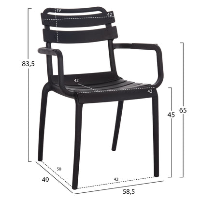 POLYPROPYLENE ARMCHAIR PHILLY HM6123.02 BLACK 58.5x49x83.5Hcm.