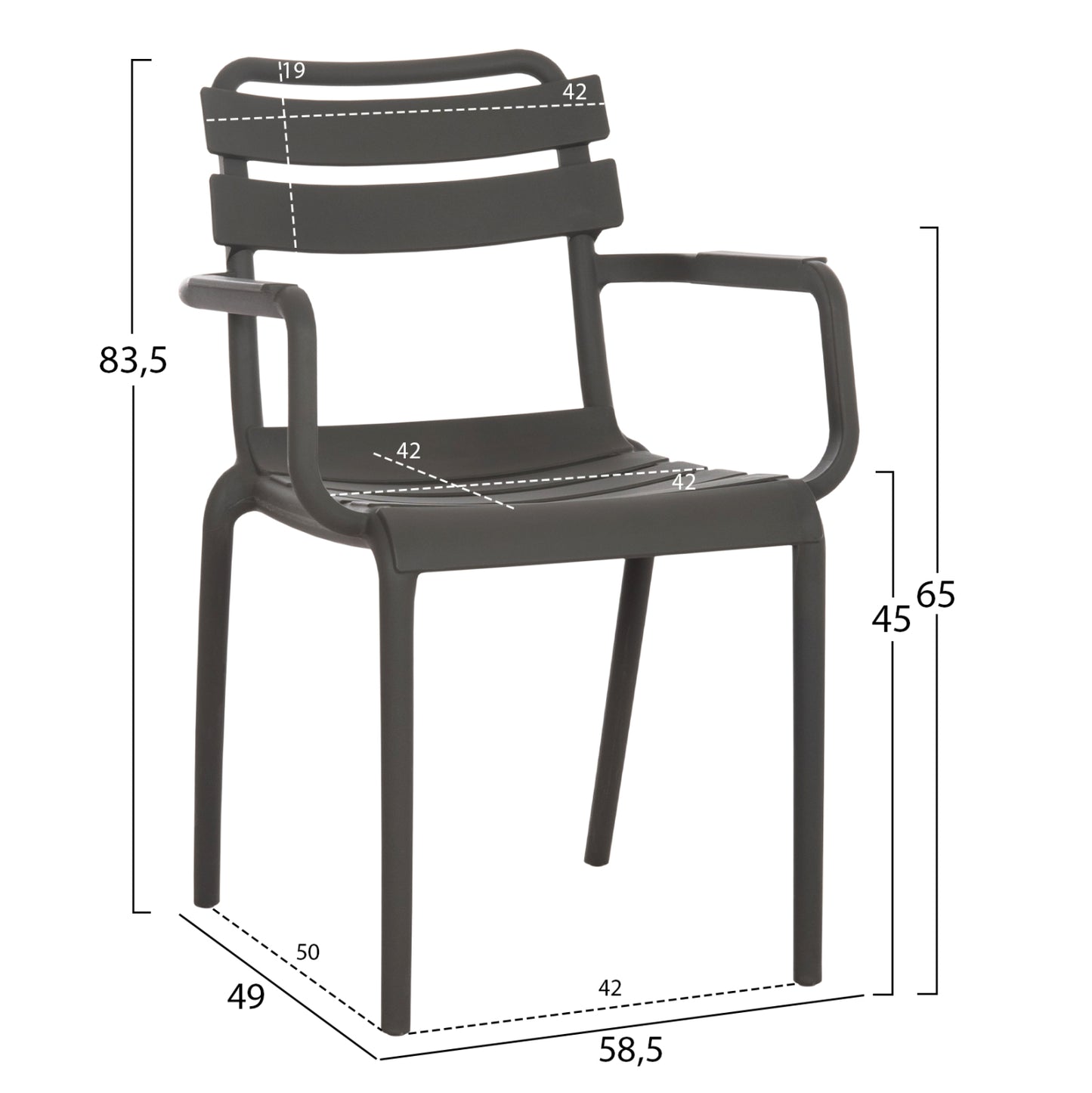 POLYPROPYLENE ARMCHAIR PHILLY HM6123.04 OLIVE GREEN 58.5x49x83.5Hcm.