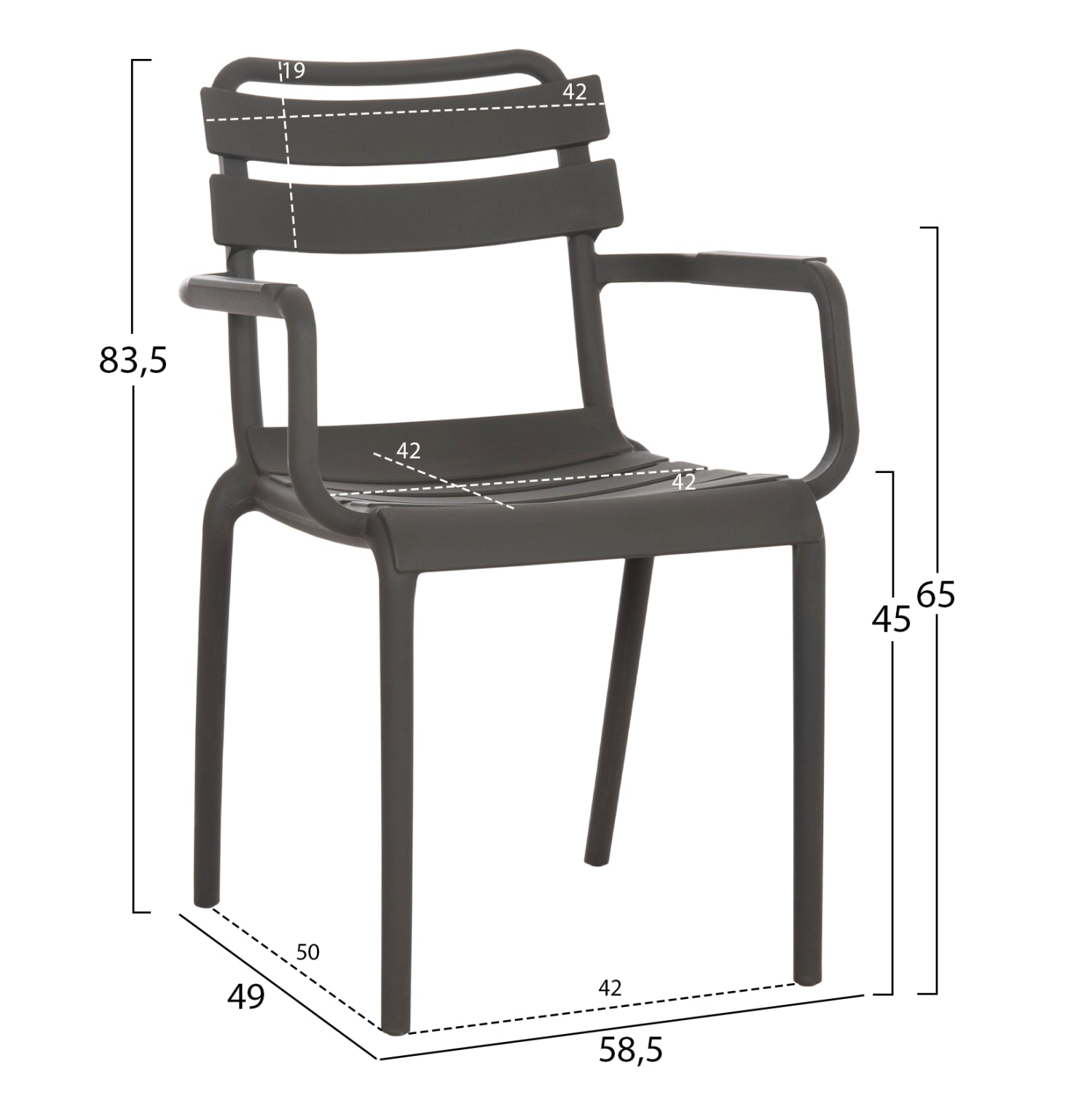 POLYPROPYLENE ARMCHAIR PHILLY HM6123.04 OLIVE GREEN 58.5x49x83.5Hcm.
