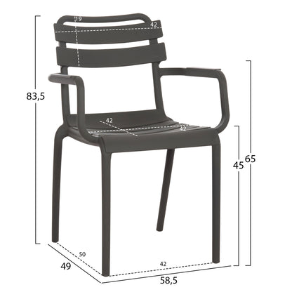 POLYPROPYLENE ARMCHAIR PHILLY HM6123.04 OLIVE GREEN 58.5x49x83.5Hcm.