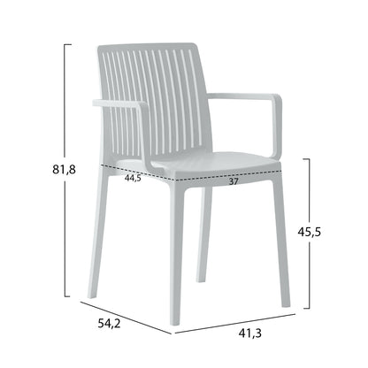 POLYPROPYLENE ARMCHAIR IDA HM6127.01 WHITE 53x50x82Hcm.