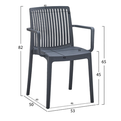 POLYPROPYLENE ARMCHAIR IDA HM6127.03 GREY 53x50x82Hcm.