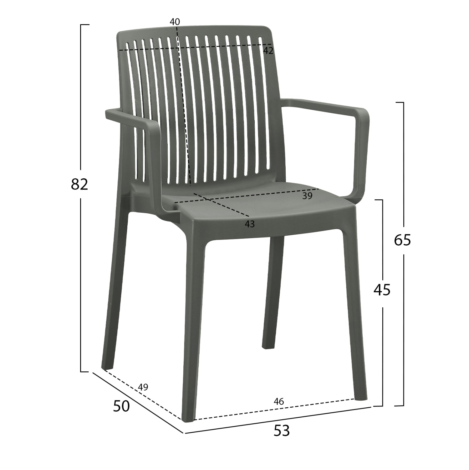 POLYPROPYLENE ARMCHAIR IDA HM6127.04 DARK OLIVE 53x50x82Hcm.