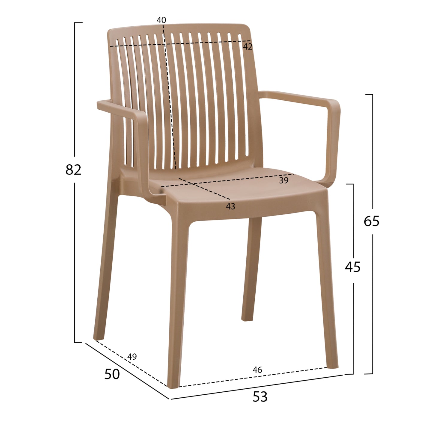 POLYPROPYLENE ARMCHAIR IDA HM6127.05 CAPPUCCINO 53x50x82Hcm.