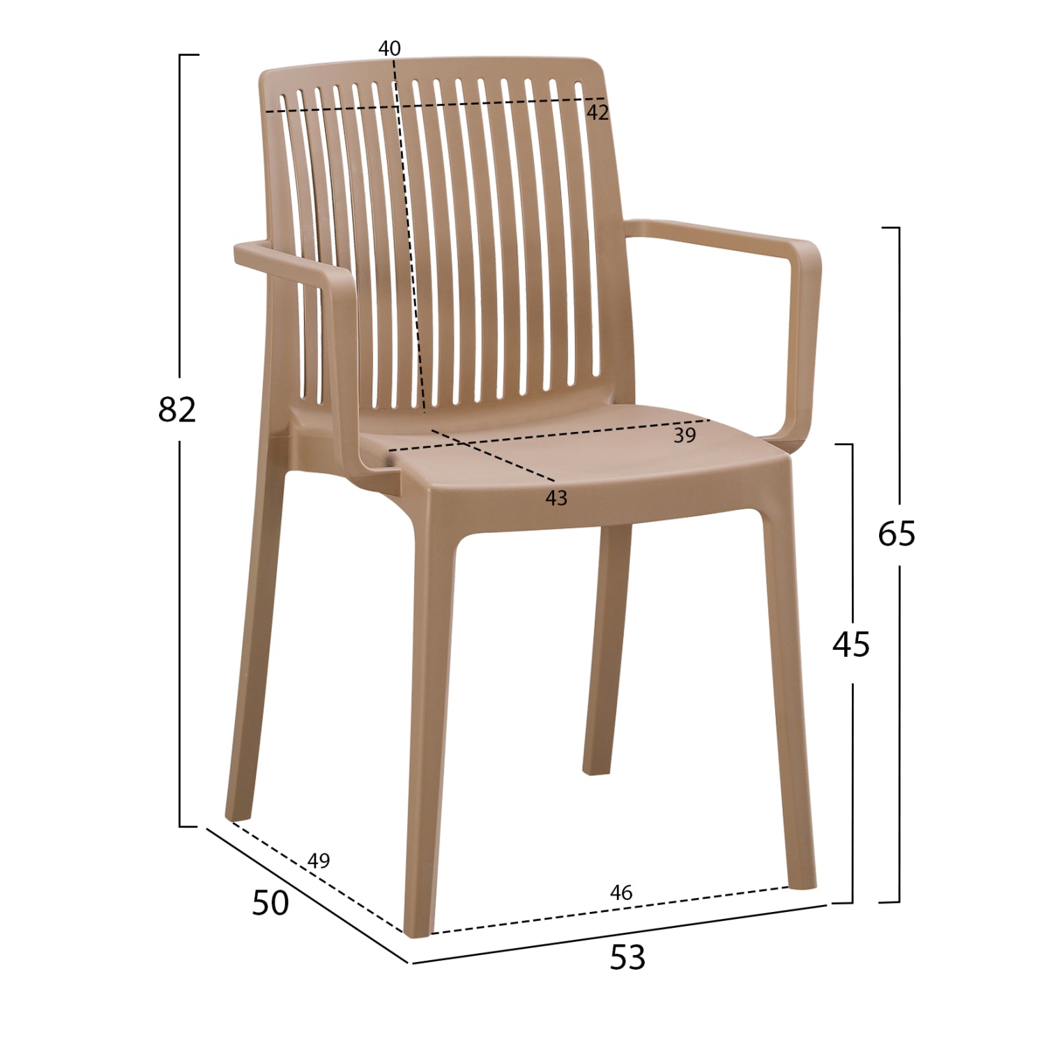 POLYPROPYLENE ARMCHAIR IDA HM6127.05 CAPPUCCINO 53x50x82Hcm.