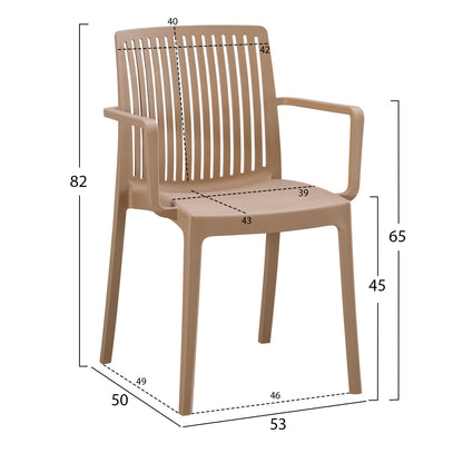 POLYPROPYLENE ARMCHAIR IDA HM6127.05 CAPPUCCINO 53x50x82Hcm.