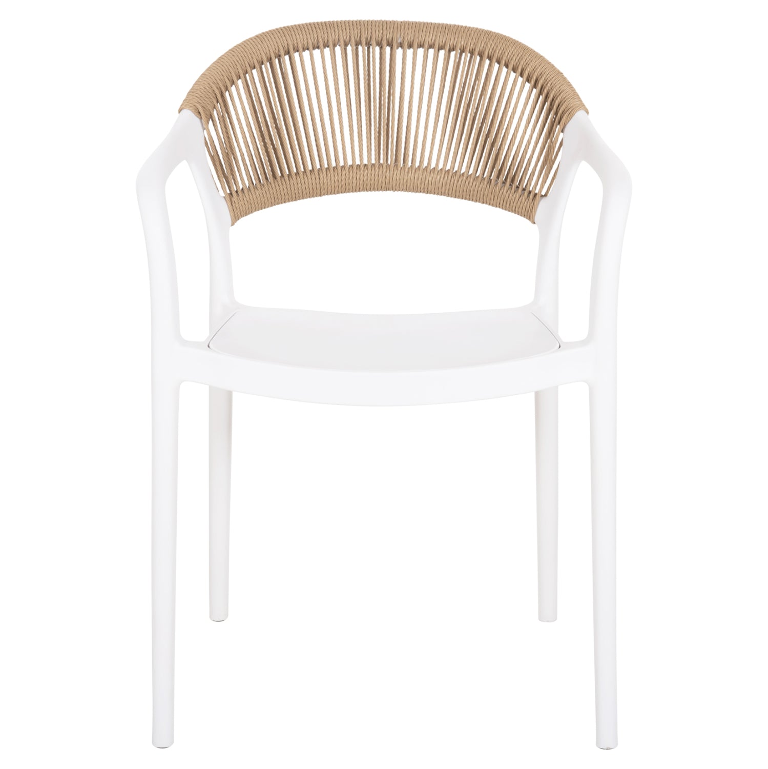 ARMCHAIR POLYPROPYLENE EVA HM6155.01 WHITE WITH BEIGE PP ROPE 56.5x53x80Hcm.