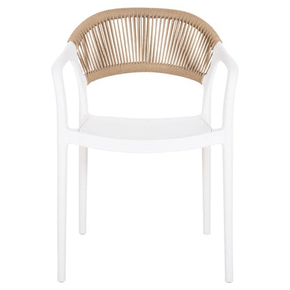ARMCHAIR POLYPROPYLENE EVA HM6155.01 WHITE WITH BEIGE PP ROPE 56.5x53x80Hcm.