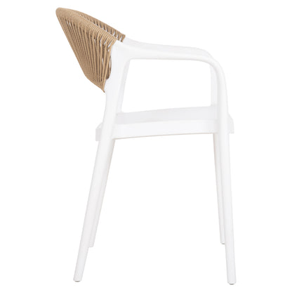 ARMCHAIR POLYPROPYLENE EVA HM6155.01 WHITE WITH BEIGE PP ROPE 56.5x53x80Hcm.