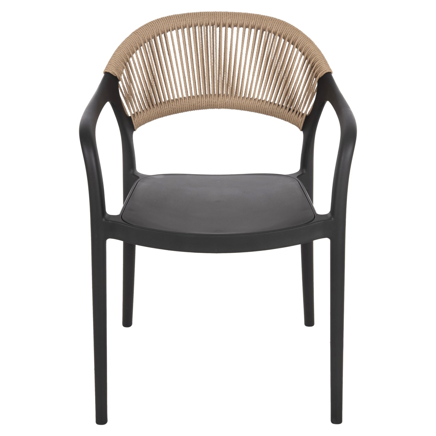 ARMCHAIR POLYPROPYLENE EVA HM6155.02 BLACK WITH BEIGE PP ROPE 56.5x53x80Hcm.