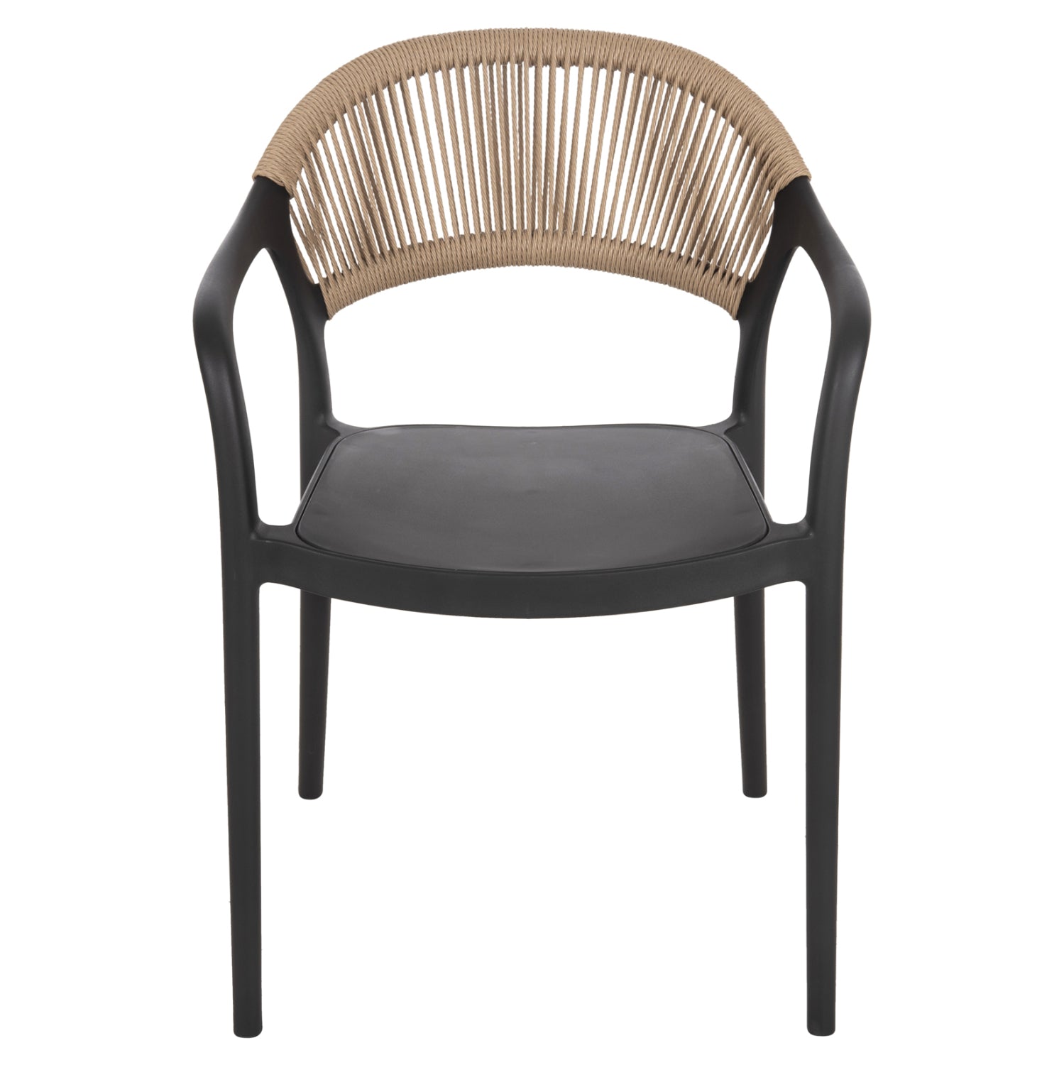 ARMCHAIR POLYPROPYLENE EVA HM6155.02 BLACK WITH BEIGE PP ROPE 56.5x53x80Hcm.