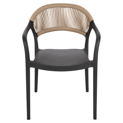 ARMCHAIR POLYPROPYLENE EVA HM6155.02 BLACK WITH BEIGE PP ROPE 56.5x53x80Hcm.