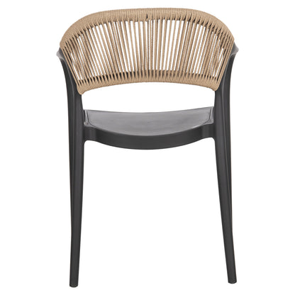 ARMCHAIR POLYPROPYLENE EVA HM6155.02 BLACK WITH BEIGE PP ROPE 56.5x53x80Hcm.