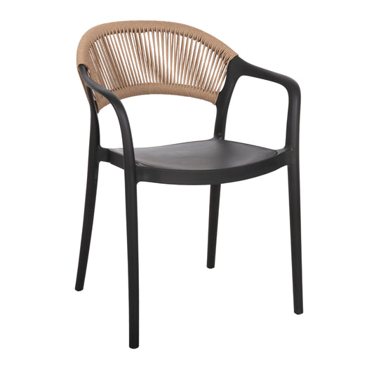 ARMCHAIR POLYPROPYLENE EVA HM6155.02 BLACK WITH BEIGE PP ROPE 56.5x53x80Hcm.