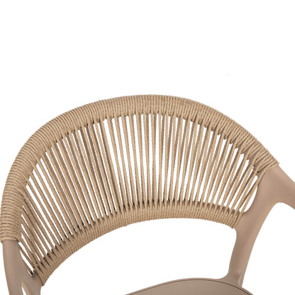 ARMCHAIR POLYPROPYLENE EVA HM6155.03 CAPPUCCINO WITH BEIGE PP ROPE 56.5x53x80Hcm.