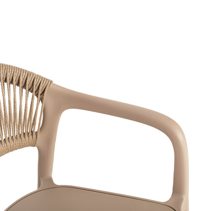 ARMCHAIR POLYPROPYLENE EVA HM6155.03 CAPPUCCINO WITH BEIGE PP ROPE 56.5x53x80Hcm.