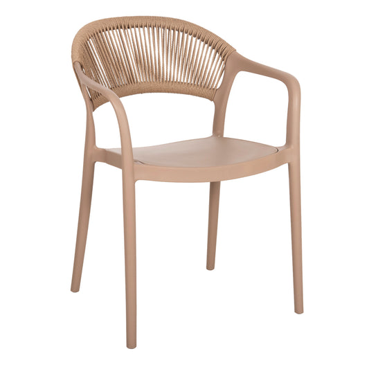 ARMCHAIR POLYPROPYLENE EVA HM6155.03 CAPPUCCINO WITH BEIGE PP ROPE 56.5x53x80Hcm.