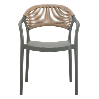 ARMCHAIR POLYPROPYLENE EVA HM6155.05 OLIVE GREEN-- BEIGE PP ROPE 56.5x53x80Hcm.