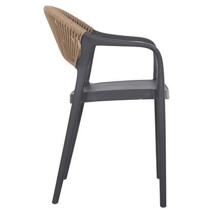 ARMCHAIR POLYPROPYLENE EVA HM6155.10 GREY WITH BEIGE PP ROPE 56.5x53x80Hcm.
