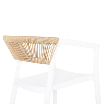 ARMCHAIR POLYPROPYLENE BOGI HM6240.01 WHITE WITH BEIGE PP ROPE 55x53.5x74Hcm.