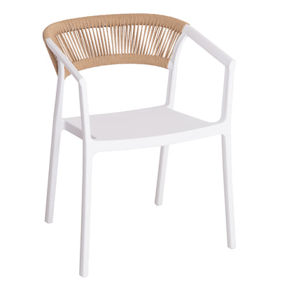 ARMCHAIR POLYPROPYLENE BOGI HM6240.01 WHITE WITH BEIGE PP ROPE 55x53.5x74Hcm.