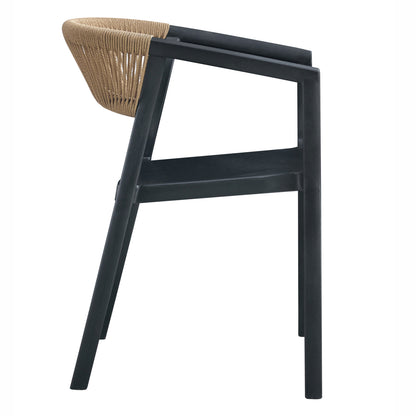 ARMCHAIR POLYPROPYLENE BOGI HM6240.02 BLACK WITH BEIGE PP ROPE 54x53x75Hcm.
