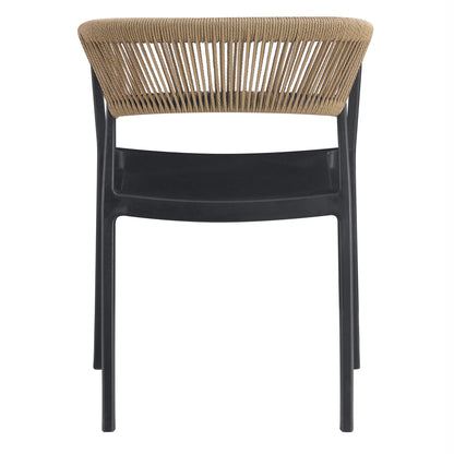 ARMCHAIR POLYPROPYLENE BOGI HM6240.02 BLACK WITH BEIGE PP ROPE 54x53x75Hcm.