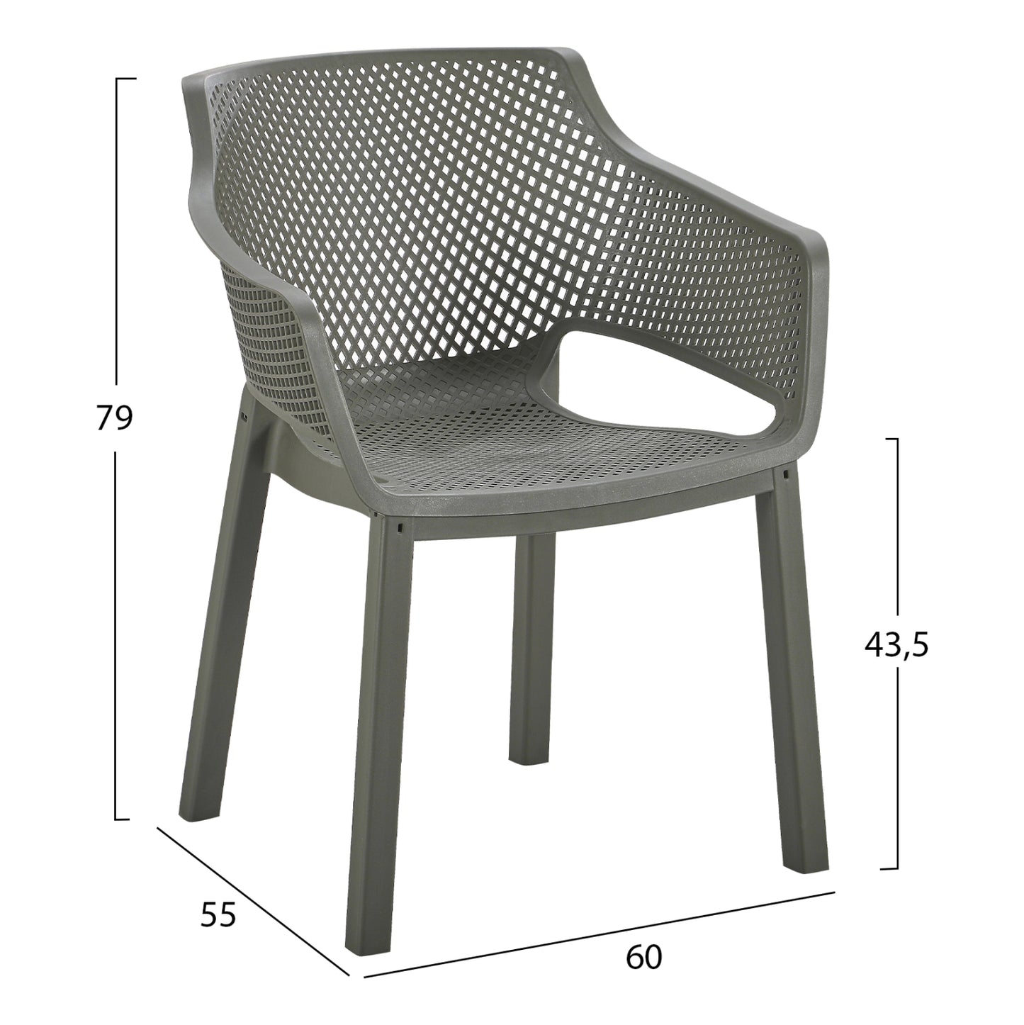 POLYPROPYLENE DINING ARMCHAIR PEGGY HM6368.05 DARK OLIVE GREEN 60x55x79Hcm.