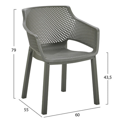 POLYPROPYLENE DINING ARMCHAIR PEGGY HM6368.05 DARK OLIVE GREEN 60x55x79Hcm.