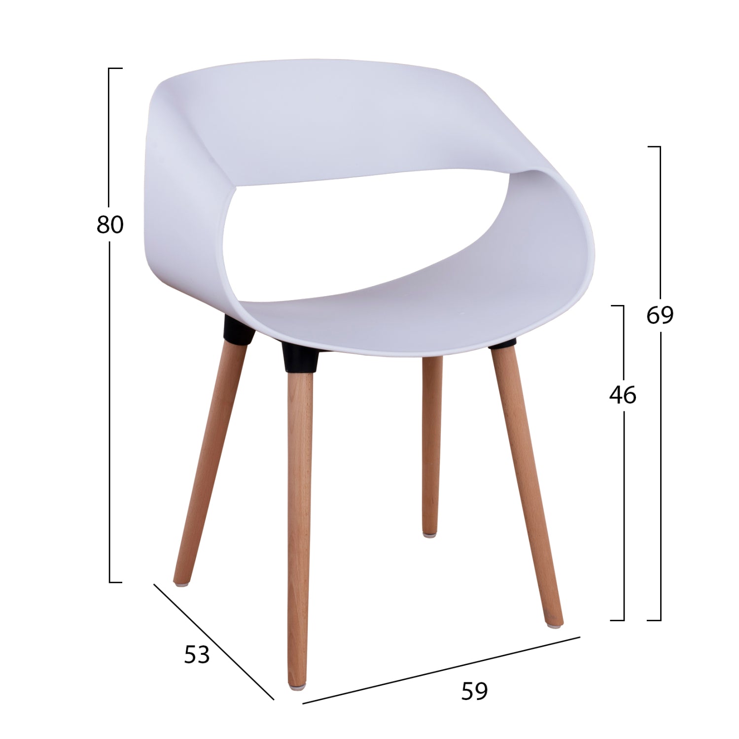 Polypropylene Armchair Maggie HM8600.01 in white color 59x53x80 cm