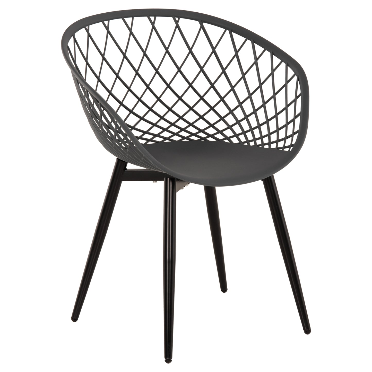 ARMCHAIR ARIADNE HM8001.30 GREY POLYPROPYLENE-BLACK METAL LEGS 63x56x80Hcm.