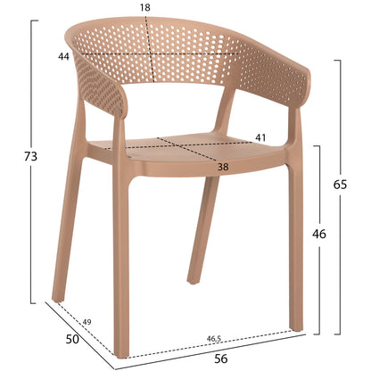 ARMCHAIR POLYPROPYLENE PERFOE HM5941.03 IN CAPPUCCINO 56x50x73Hcm.