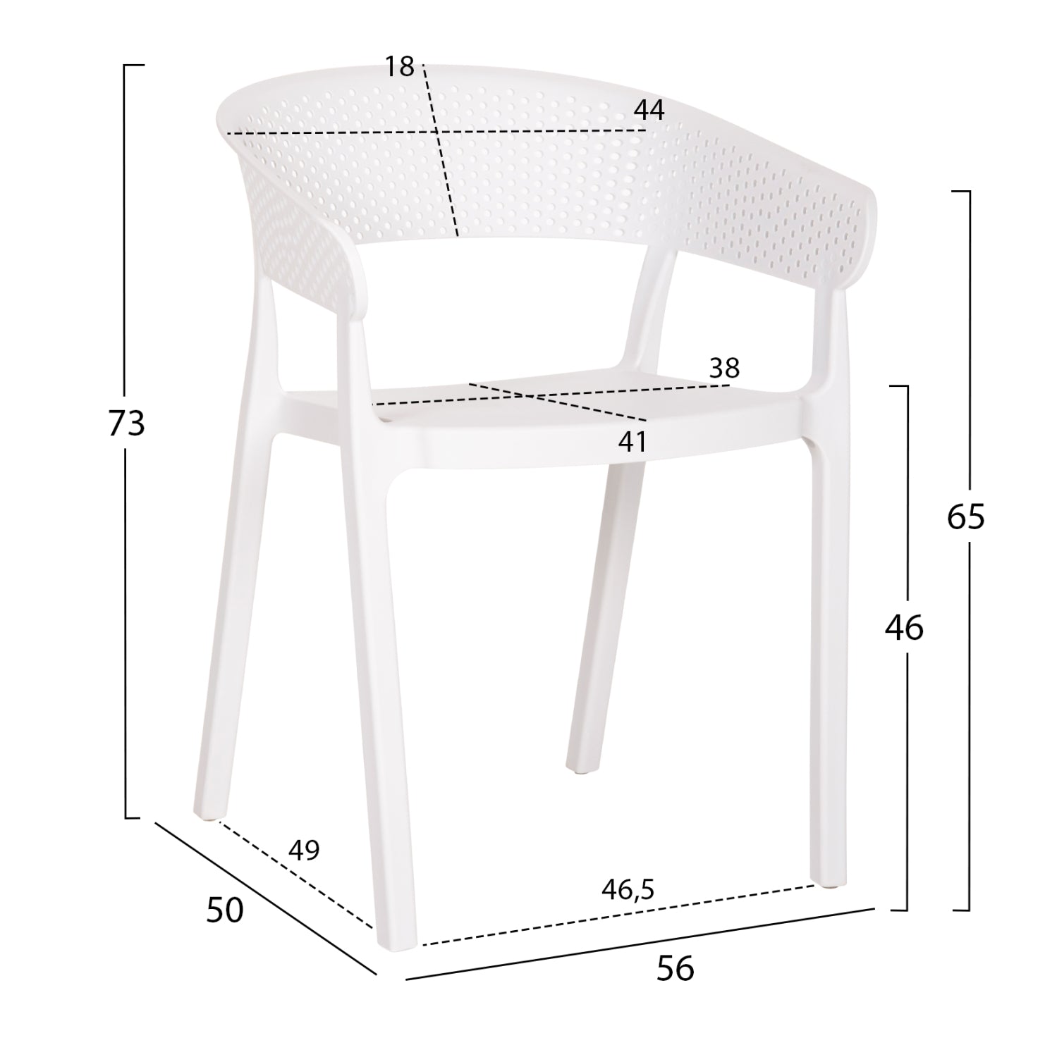 ARMCHAIR POLYPROPYLENE PERFOE HM5941.01 IN WHITE 56x50x73Hcm.