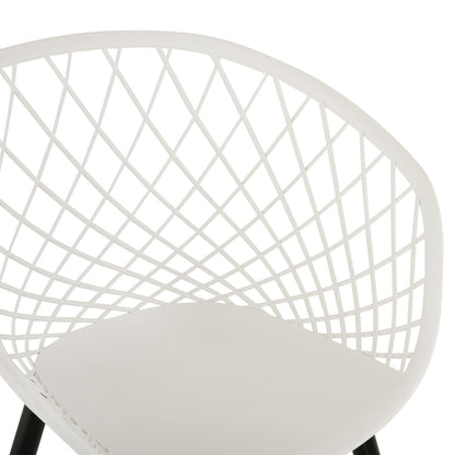 ARMCHAIR ARIADNE HM8001.21 WHITE POLYPROPYLENE-BLACK METAL LEGS 63x56x80Hcm.