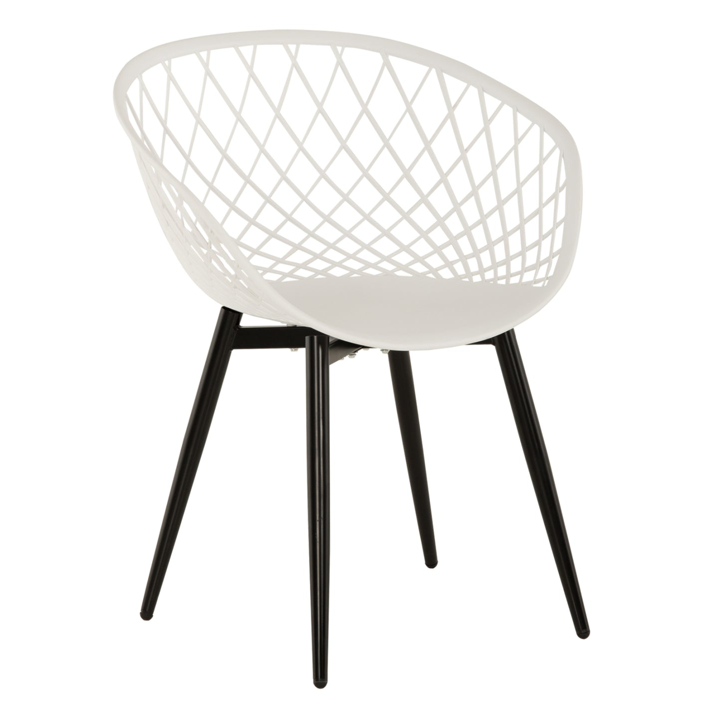 ARMCHAIR ARIADNE HM8001.21 WHITE POLYPROPYLENE-BLACK METAL LEGS 63x56x80Hcm.