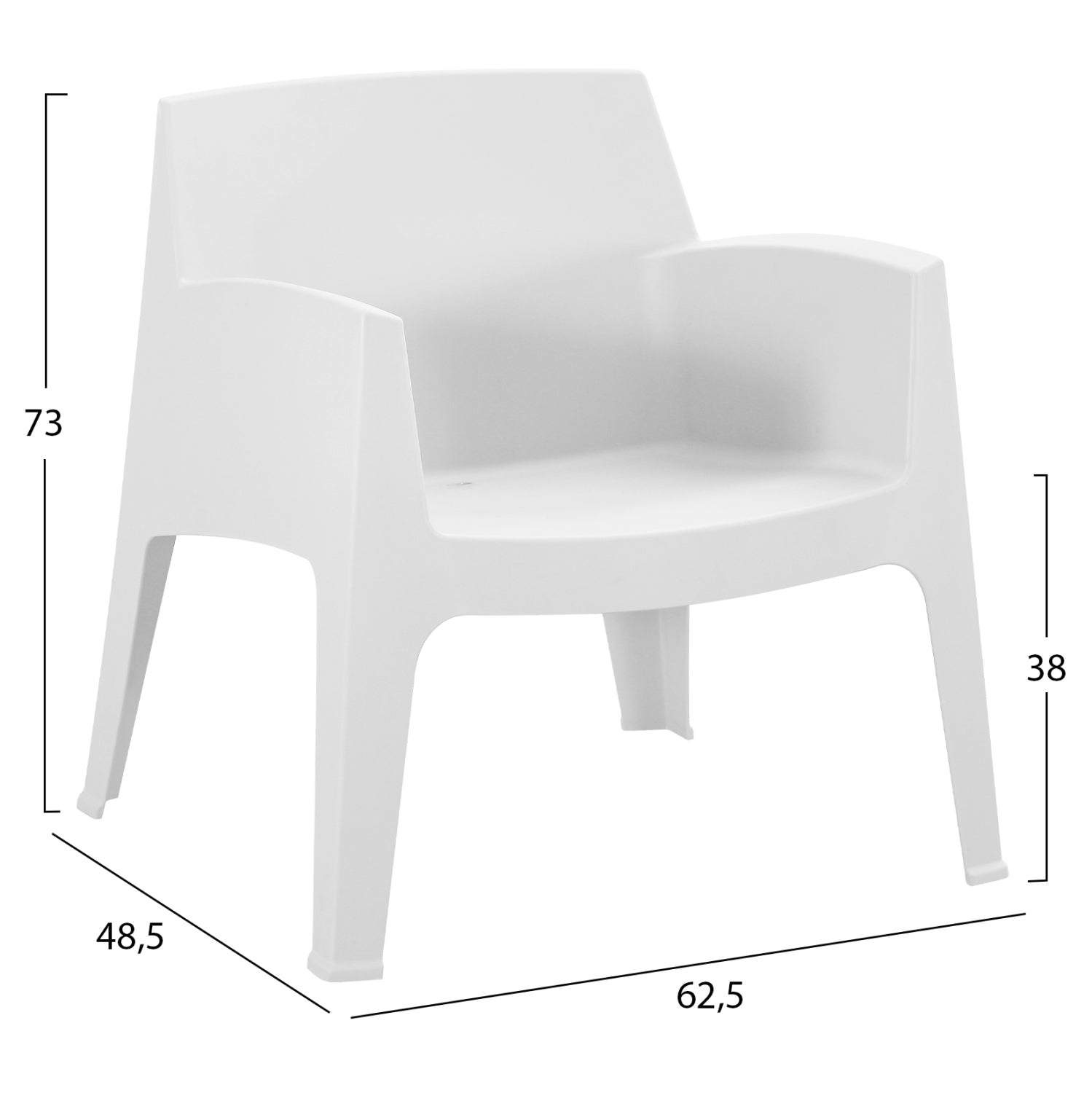 POLYPROPYLENE LOUNGE ARMCHAIR SLEEK HM6365.01 WHITE 62x68x73Hcm.