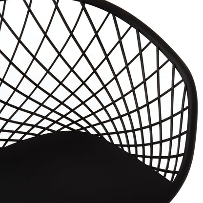 ARMCHAIR ARIADNE HM8001.22 BLACK POLYPROPYLENE- BLACK METAL LEGS 63x56x80Hcm.