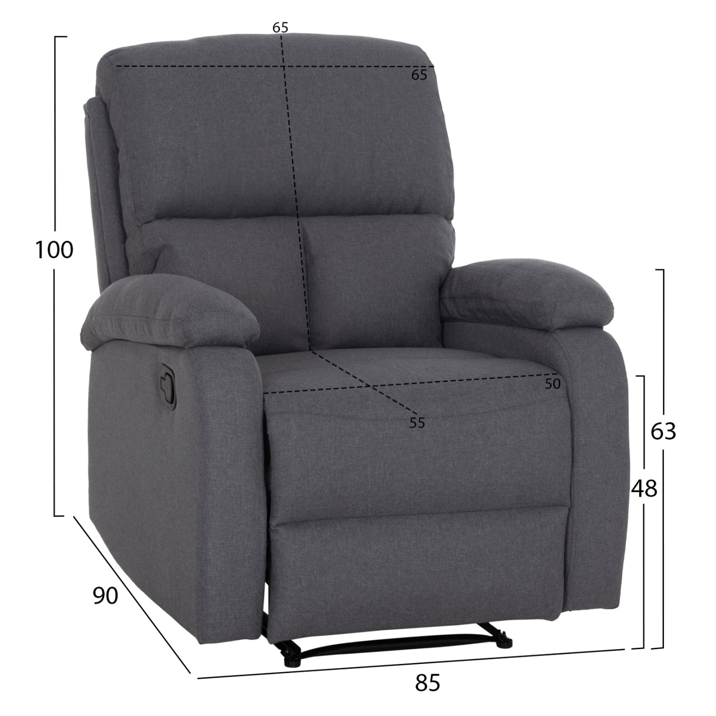 ARMCHAIR RELAX DIONI HM3296.01 GREY FABRIC 85x90x100Hcm.