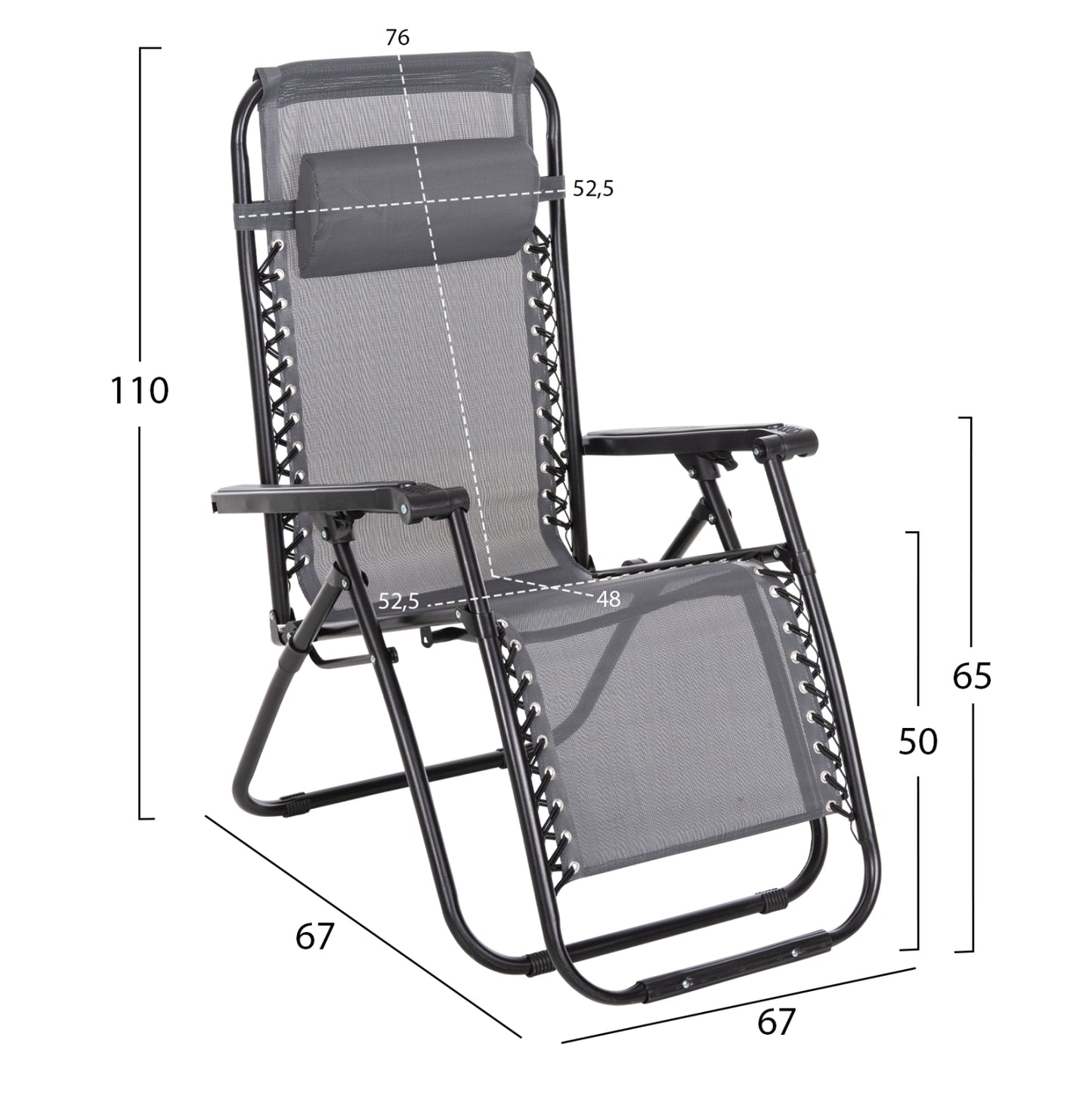 ARMCHAIR RELAX COMPANION HM5095.11 GREY TEXTILENE-BLACK METAL 67x145x110Hcm.