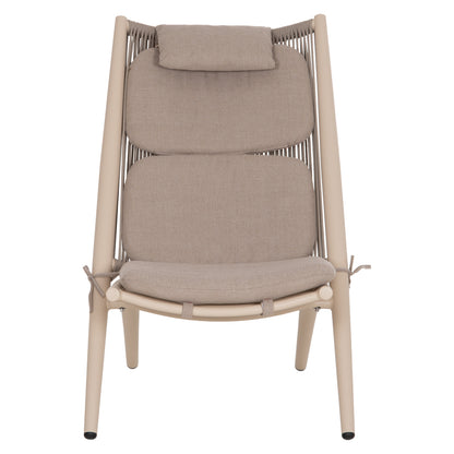 LOUNGER RELAX REMUS HM6642.04 ALUMINUM IN CHAMPAGNE--OLEFIN ROPE IN BEIGE 63x87x94Hcm.