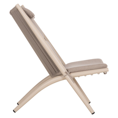 LOUNGER RELAX REMUS HM6642.04 ALUMINUM IN CHAMPAGNE--OLEFIN ROPE IN BEIGE 63x87x94Hcm.