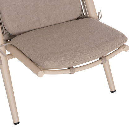 LOUNGER RELAX REMUS HM6642.04 ALUMINUM IN CHAMPAGNE--OLEFIN ROPE IN BEIGE 63x87x94Hcm.
