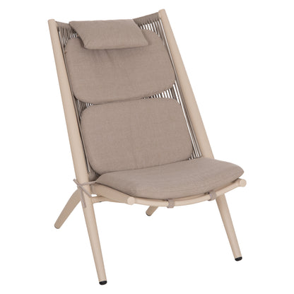 LOUNGER RELAX REMUS HM6642.04 ALUMINUM IN CHAMPAGNE--OLEFIN ROPE IN BEIGE 63x87x94Hcm.