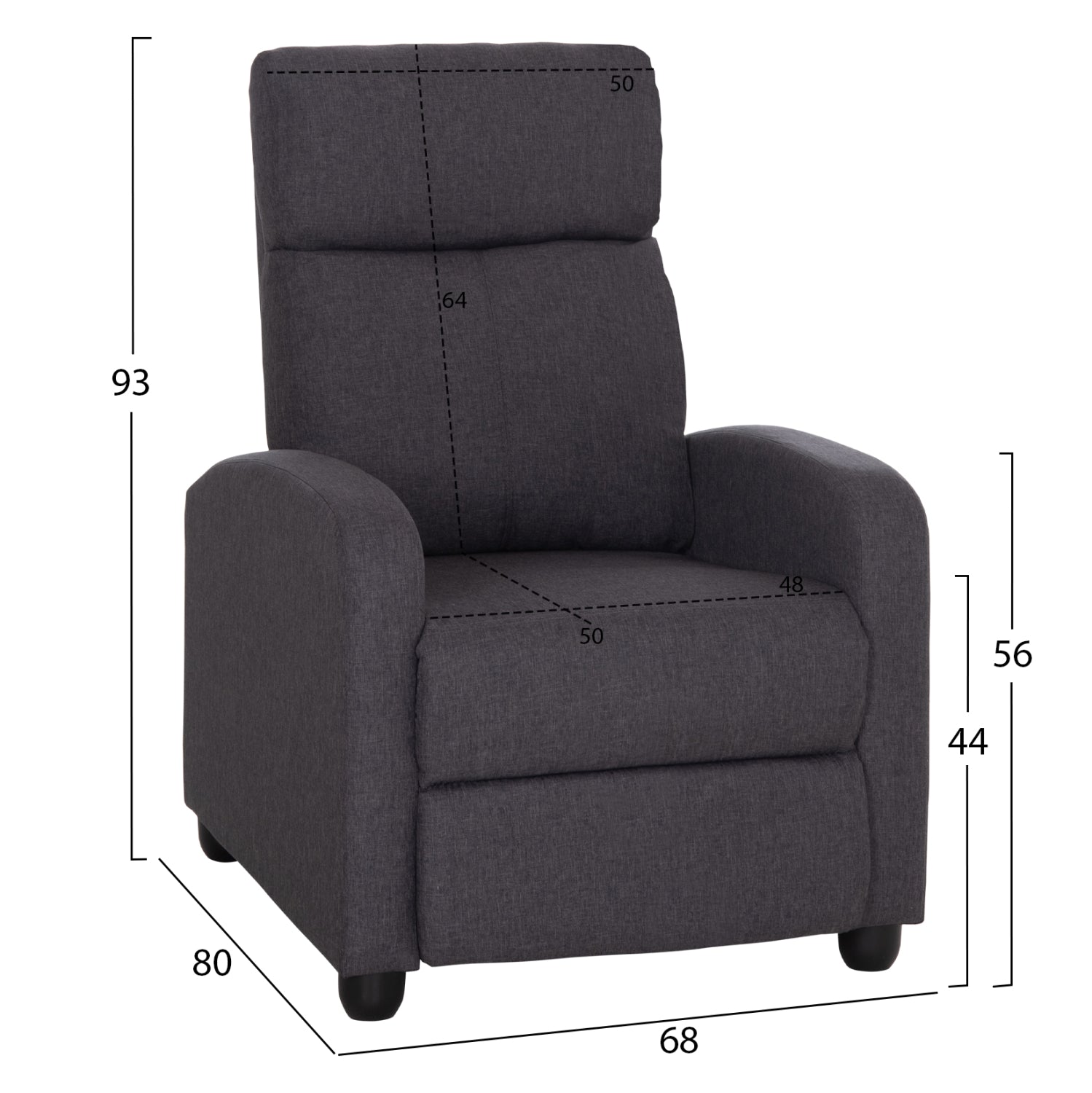 ARMCHAIR WITH PUSH-BACK RELAX MECHANISM DROSEN HM3299.01 GREY FABRIC 68x80x93Hcm.