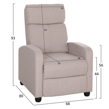 ARMCHAIR WITH PUSH-BACK RELAX MECHANISM DROSEN HM3299.03 BEIGE FABRIC 68x80x93Hcm.