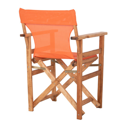 DIRECTOR'S CHAIR LIMNOS HM11764.02 IN NATURAL COLOR AND ORANGE TEXTILENE 57x54x88.5Hcm.