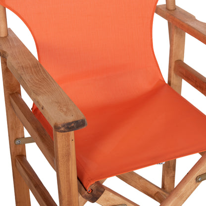 DIRECTOR'S CHAIR LIMNOS HM11764.02 IN NATURAL COLOR AND ORANGE TEXTILENE 57x54x88.5Hcm.