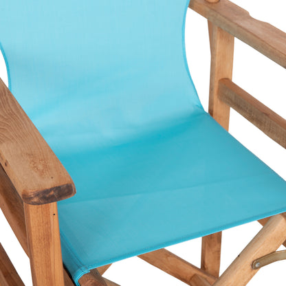 DIRECTOR'S CHAIR LIMNOS HM11764.08 IN NATURAL COLOR AND SKY BLUE TEXTILENE 57x54x88.5Hcm.